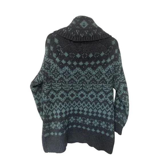 Ruff Hewn | Blue/Teal Nordic Style Cowl Neck Sweater Tunic - Picture 2 of 6